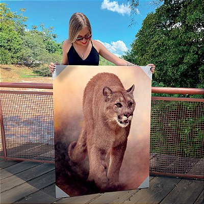 Quadro Decorativo Canvas Animal Selvagem Puma Vertical