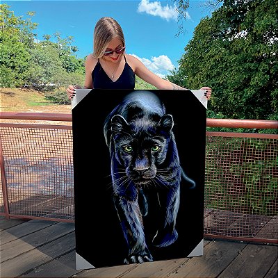 Quadro Decorativo Canvas Animal Selvagem Pantera Negra Vertical