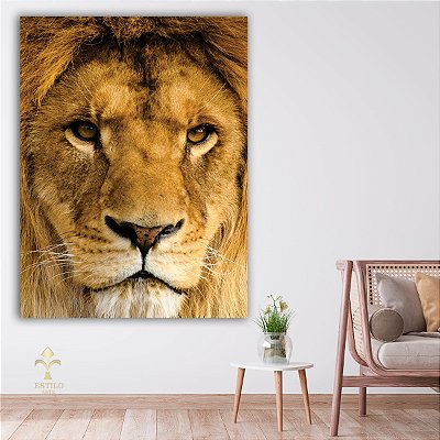Quadro Decorativo Canvas Leão Animal Selvagem Rei Floresta Vertical