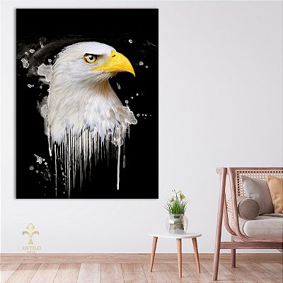 Quadro Decorativo Canvas Animais Arte Abstrata de Águia de Cabeça Branca Vertical