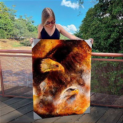 Quadro Decorativo Canvas Arte Pintura Águia de Cabeça Branca Vertical