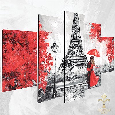 2021] Quadros Decorativos Torre Eiffel Vermelha
