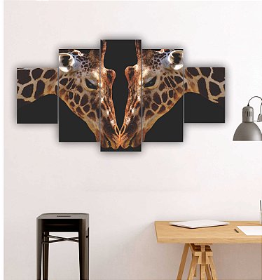 Quadros Decorativos Animais Casal de Girafas LOVE