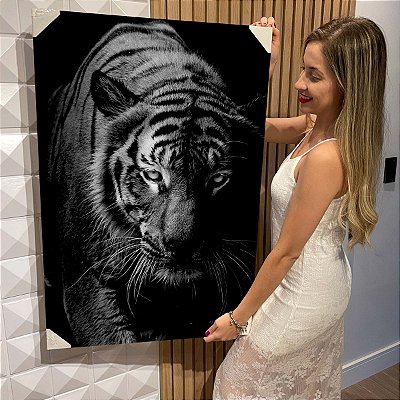 Quadro Decorativo Flutuante Animal Selvagem Tigre Deitado na Grama