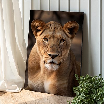 1017] Quadro Decorativo Canvas Animal Selvagem Leoa Colorida Vertical