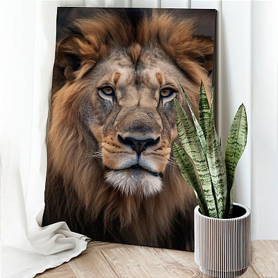 1017] Quadro Decorativo Canvas Animal Selvagem Leão Vertical