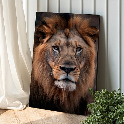1017] Quadro Decorativo Canvas Animal Selvagem Leão Vertical