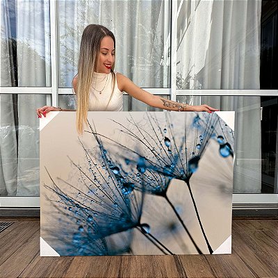 Quadro Decorativo Canvas Dente De Leão Azul Horizontal