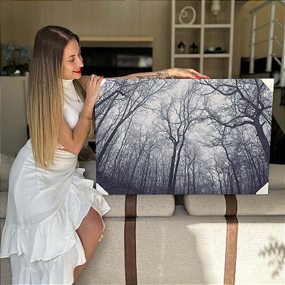 Quadro Decorativo Flutuante Paisagem Bosque De Árvores com Galhos Secos Horizontal