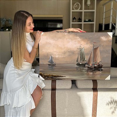 Quadro Decorativo Flutuante Paisagem Arte Pintura Artística Bacos Vela Horizontal