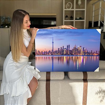 Quadro Decorativo Flutuante Cidade Torre Em Toronto Canadá Horizontal