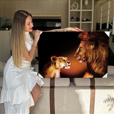 Quadro Decorativo Flutuante Animal Selvagem Tigre Deitado na Grama