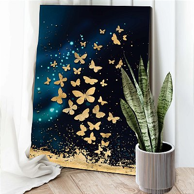 Quadro Decorativo Golden abstrato 3D Luxo Moderno