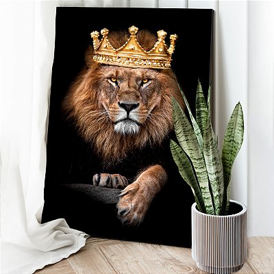Quadro Decorativo Canvas Leão de Juda Rei com Coroa