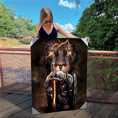 Quadro Decorativo Canvas Guerreiro e Leão de Judá Vertical