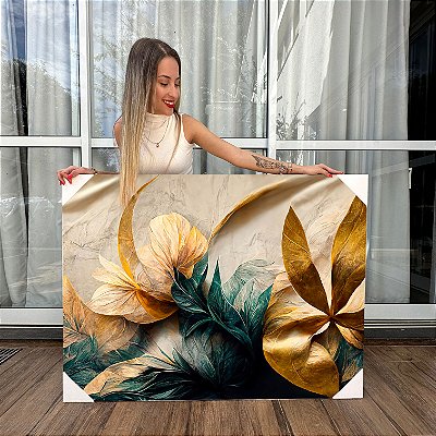 Quadro Decorativo Canvas Floral Flores de Aquarela Abstratas Horizontal