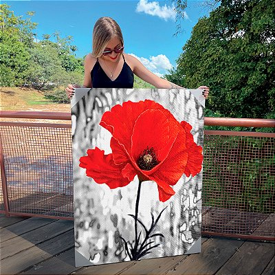 Quadro Decorativo Canvas Floral Papoula Vermelha