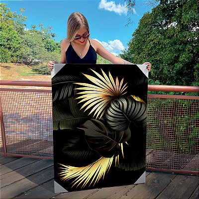Quadro Decorativo Canvas Costela de Adão Fundo Preto Vertical