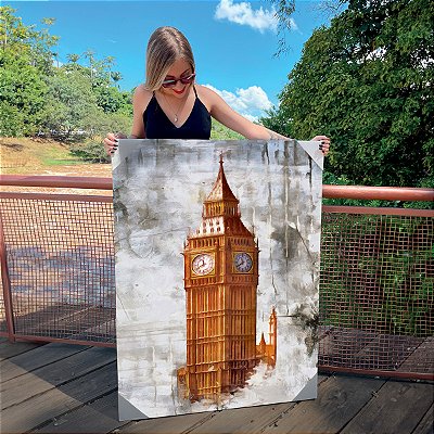 Quadro Decorativo Canvas Big Ban Abstrato Monumentos Históricos Vertical