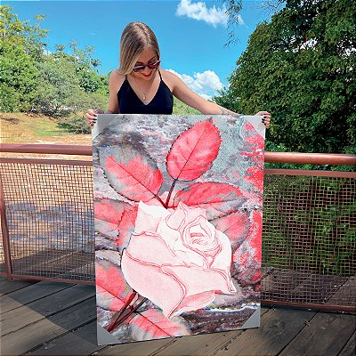 Quadro Decorativo Canvas Floral Composição Abstrata de Flores Vertical