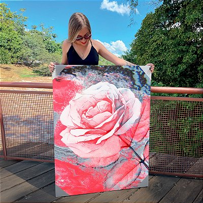 Quadro Decorativo Canvas Floral Composição Abstrata de Rosa Vertical