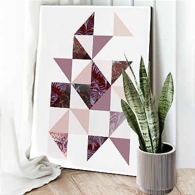 Quadro Decorativo Canvas Formas Geométricas Abstratas Triângulos Coloridos Vertical