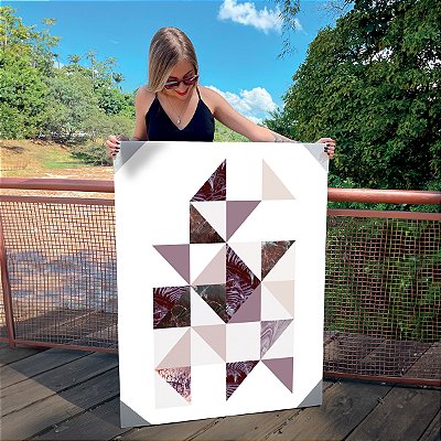Quadro Decorativo Canvas Formas Geométricas Abstratas Triângulos Coloridos Vertical
