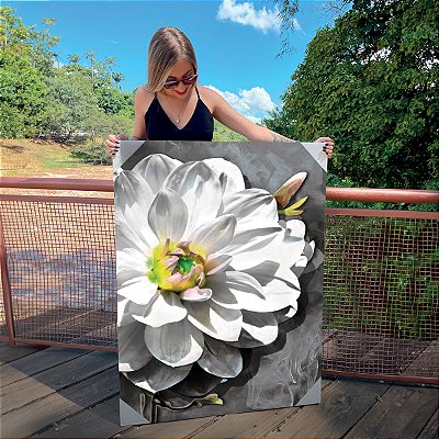 Quadro Decorativo Canvas Floral Orquídeas Brancas Vertical
