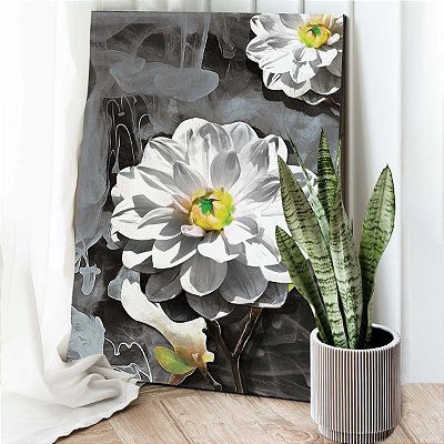 Quadro Decorativo Canvas Floral Orquídeas Brancas Vertical