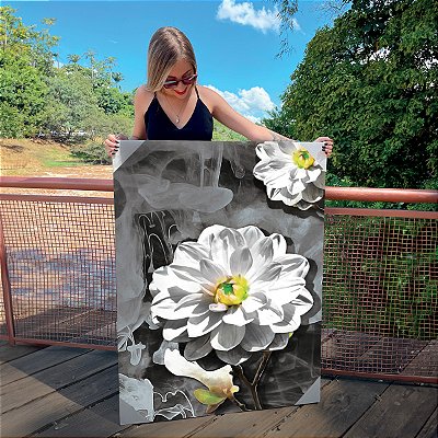 Quadro Decorativo Canvas Floral Orquídeas Brancas Vertical
