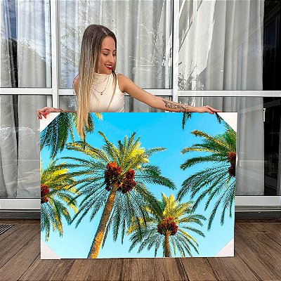 Quadro Decorativo Canvas Paisagem Tropical Coqueiros Horizontal