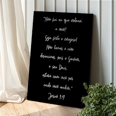 Quadro Decorativo Canvas Religioso Bíblia Josué 1:9 Vertical