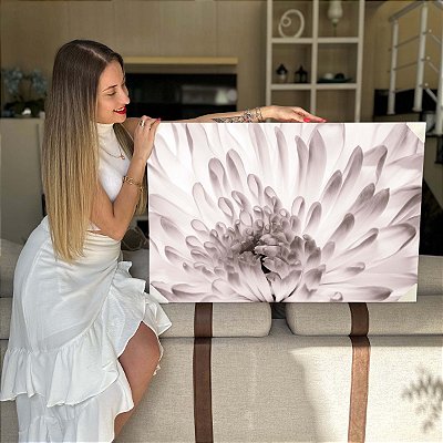 Quadro Decorativo Flutuante Flor Branca Delicada Horizontal