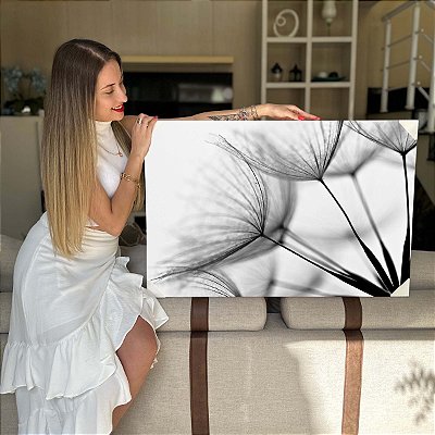 Quadro Decorativo Flutuante Paisagem Dente de Leão Black and White Horizontal