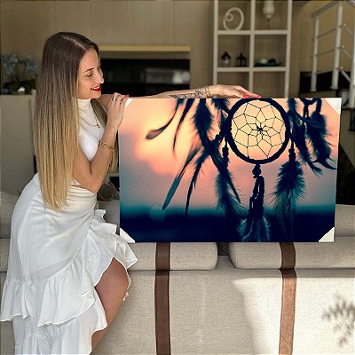 Quadro Decorativo Flutuante Paisagem Filtro dos Sonhos Sol se Pondo Horizontal