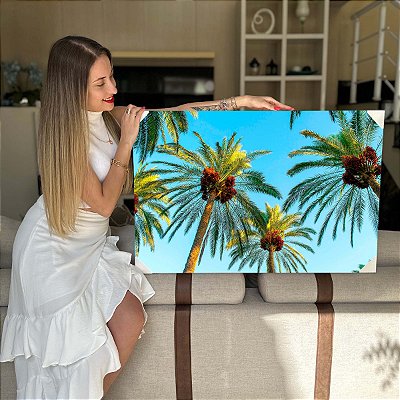 Quadro Decorativo Flutuante Paisagem Tropical Coqueiros Horizontal