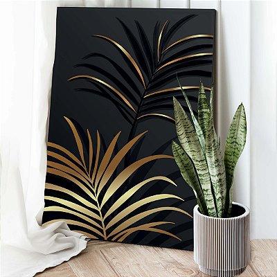 Quadro Canvas Folhas de Palmeira Abstrata Vertical