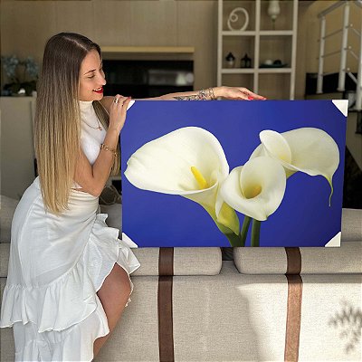 Quadro Decorativo Canvas Floral Flor Copo de Leite Branco Horizontal