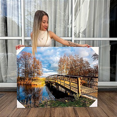 Quadro Decorativo Canvas Paisagem Ponte Outono horizontal