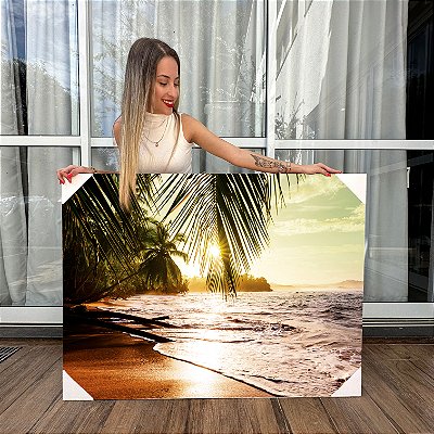 Quadro Decorativo Canvas Paisagem de Praia Paraíso Litorânea Horizontal