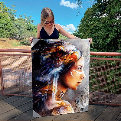 Quadro Decorativo Canvas Abstrato Pintura de Índia