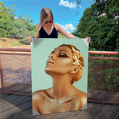 Quadro Decorativo Canvas Mulher Beleza Feminina Gold