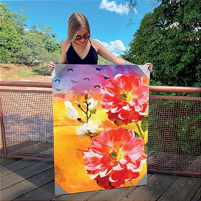 Quadro Decorativo Canvas Flores Abstratas Coloridas