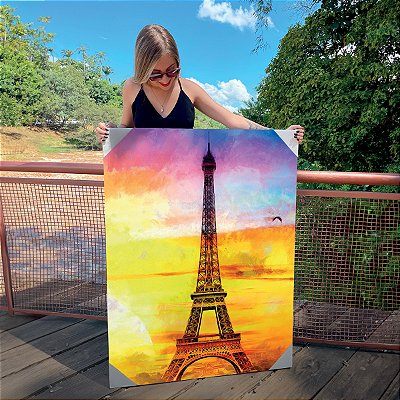 Quadro Decorativo Canvas Monumento Histórico Torre Eiffel Abstrato Colorido