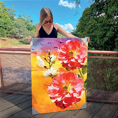 Quadro Decorativo Canvas Flores Abstratas Coloridas