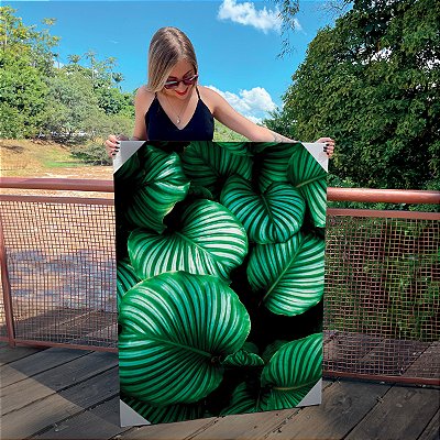Quadro Decorativo Canvas Botânico Folhas Fundo Preto