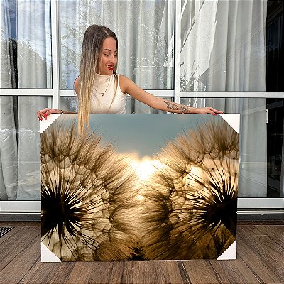 Quadro Decorativo Canvas Floral Dupla de Dente de Leão em Zoom Horizontal