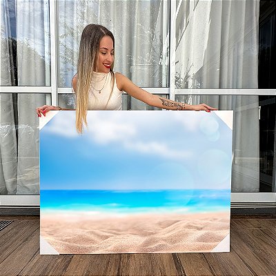 Quadro Decorativo Canvas Paisagem Oceano Límpido Visto Da Praia Horizontal