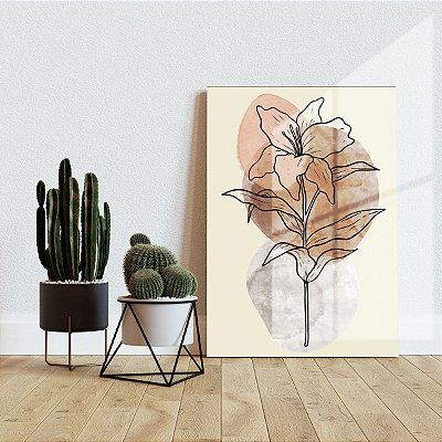 Quadro Decorativo Canvas Composição Abstrata de Flores com Cores Vertical