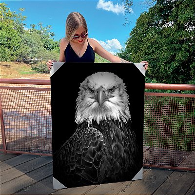 Quadro Decorativo Canvas Animais Águia Preto e Branco